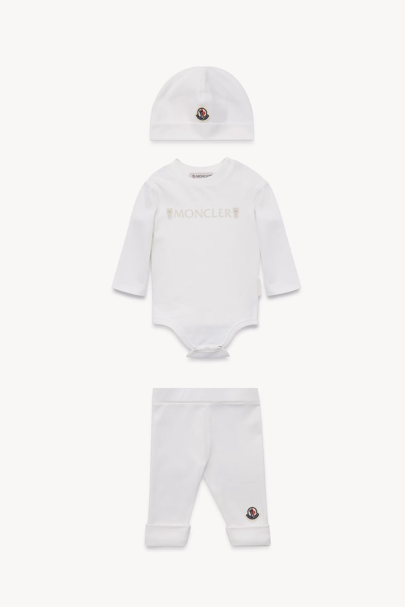 Conjunto de algodón con logotipo de osito de peluche De Género Neutro Blanco Moncler 0